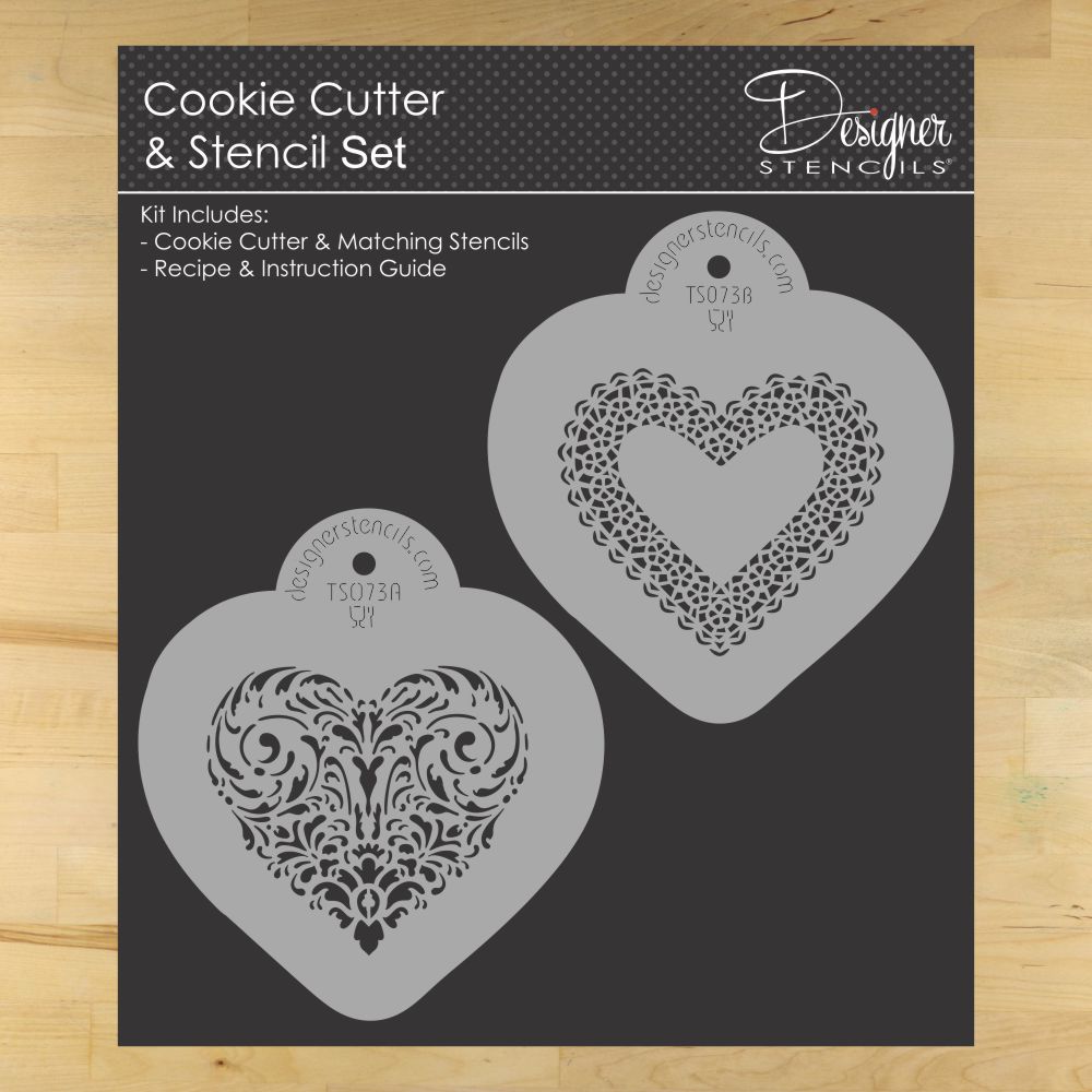 Lace Heart Stencil and Cookie Cutter for Decorating Cookies