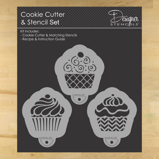 Cupcake Cookie Stencil and Cutter Set