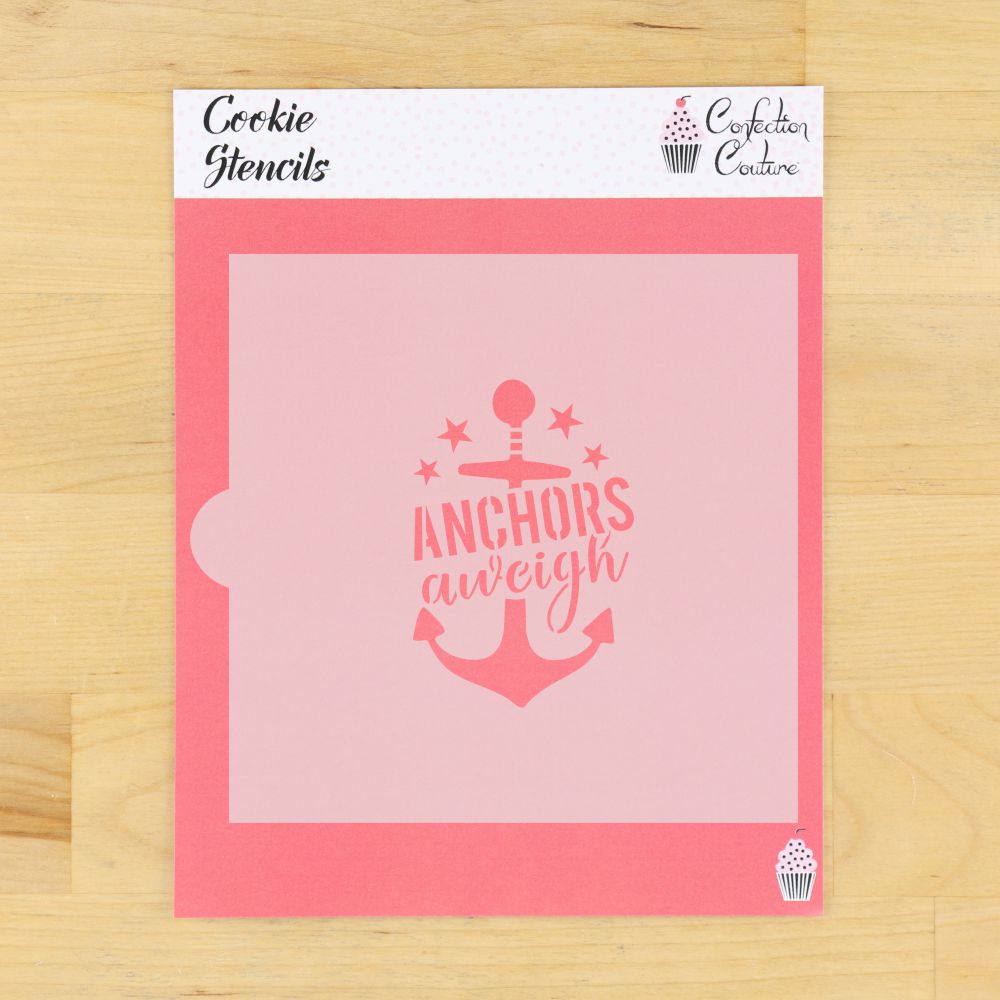 Anchor's Aweigh Navy Stencil for cookies