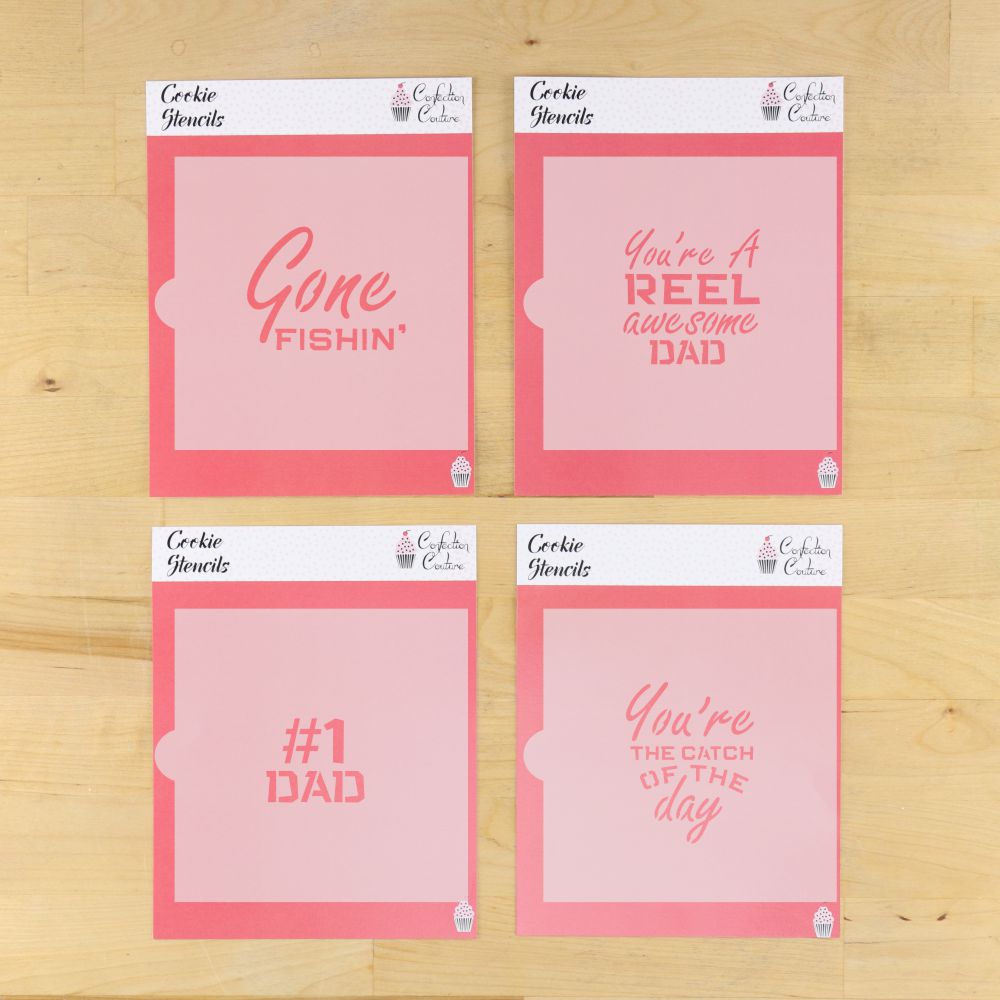 Gone Fishing Messages Cookie Stencil Set for Father's Day Cookies