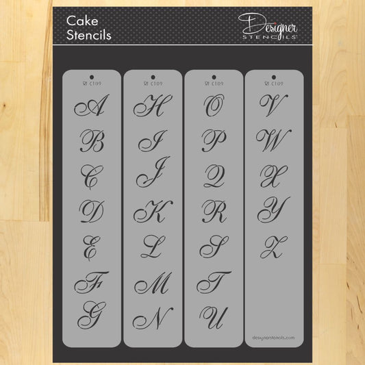 Script Letters 1 1/4 inch for Cakes by Designer Stencils