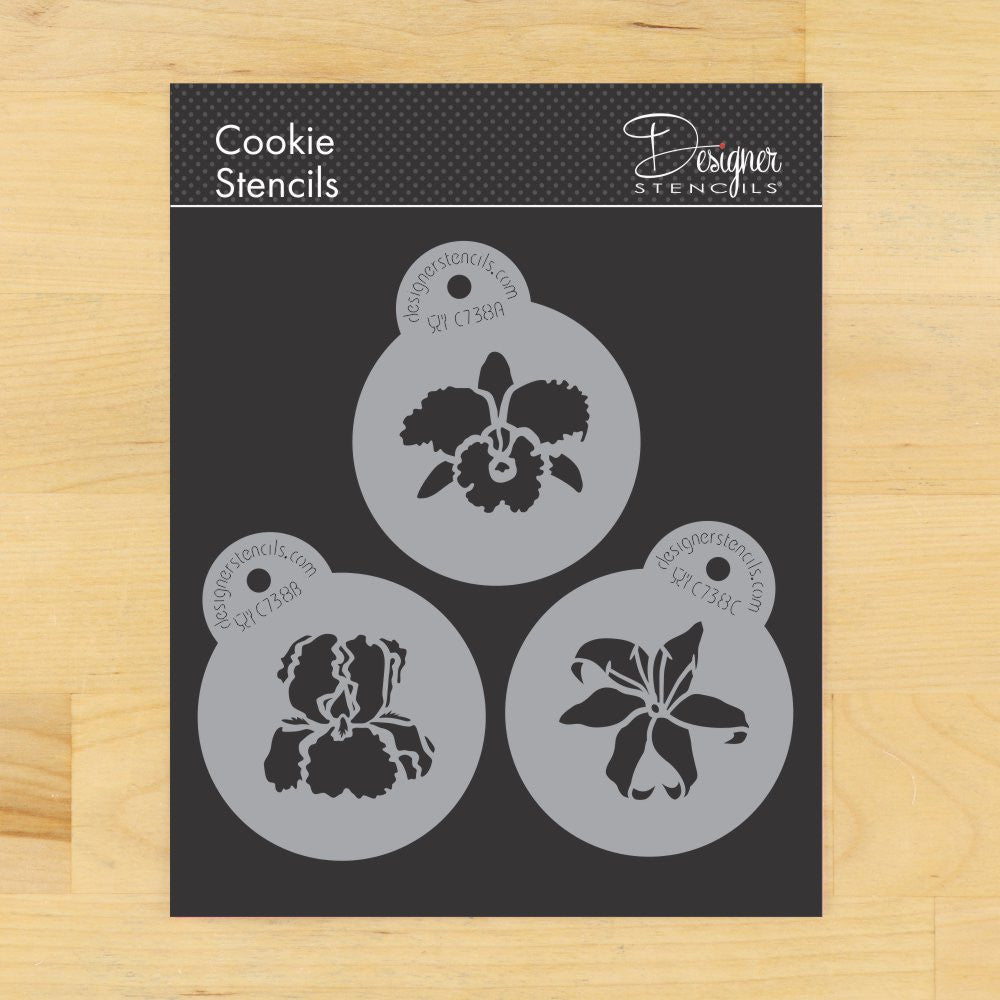 Exotic Flowers Round Stencils for Cookie Decorating Confection