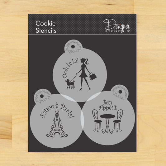 I Love Paris Round Cookie Stencil Set by Designer Stencils
