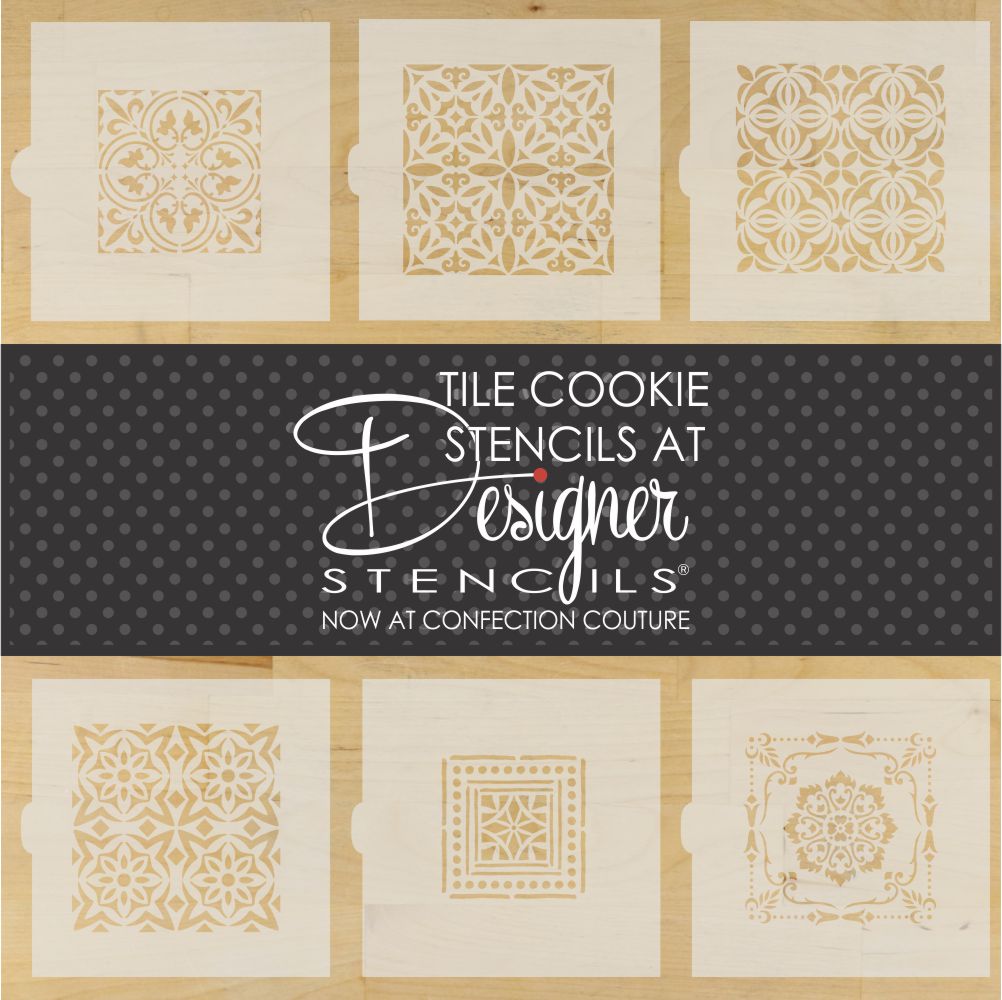 Tile cookie stencils from Designer Stencils at Confection Couture Stencils
