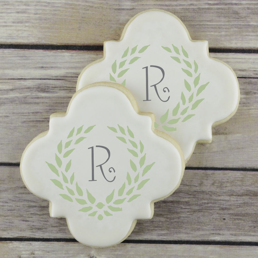 Cookies decorated with Marshmallow Alphabet Cookie Stencil Set