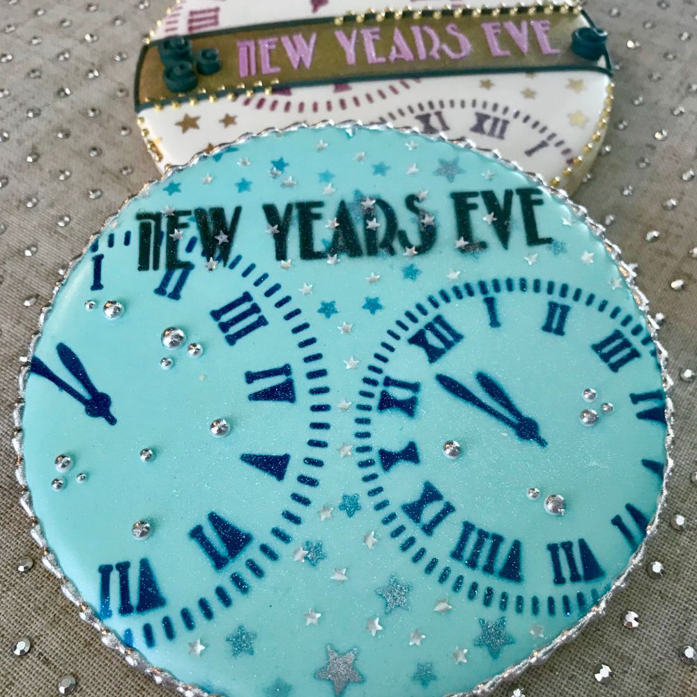 New Years Clocks Prettier Plaques Cookie Stencil 5 Pc Set