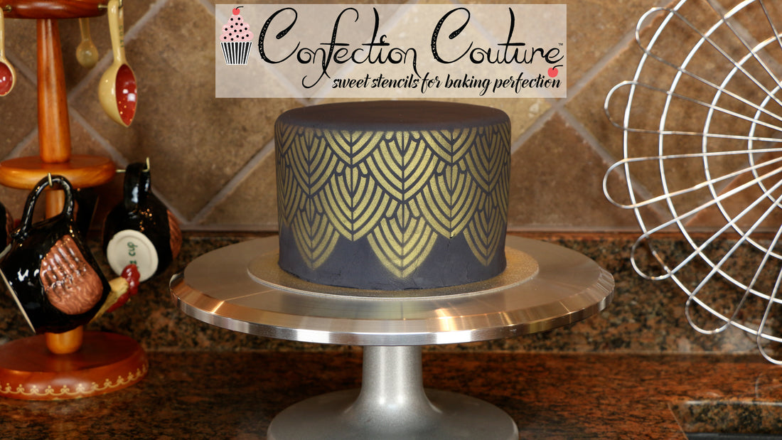 How to Airbrush Fondant Cake with Confection Couture Cake Stencils (Cake Stenciling)