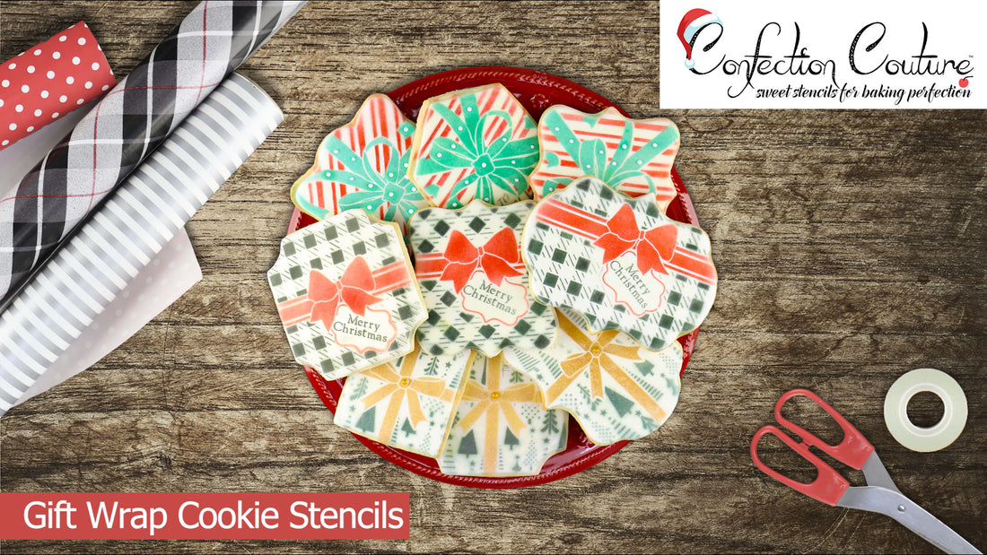 Gift Wrap Cookie Stencil Collections from Confection Couture
