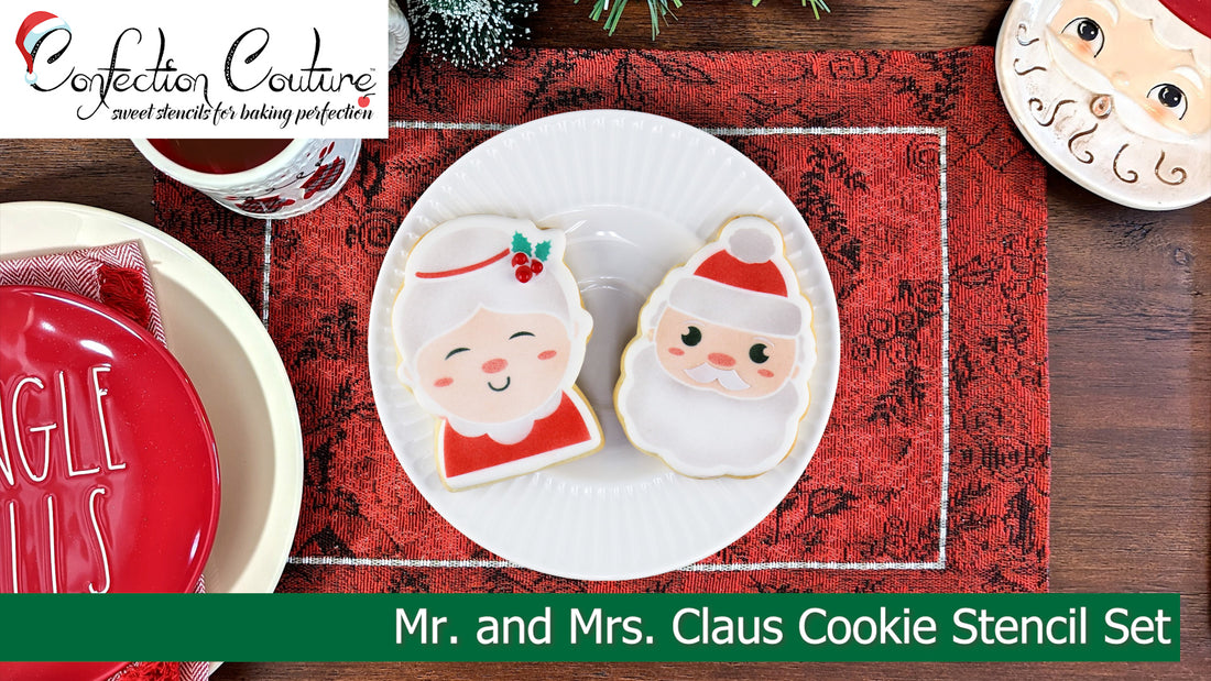 Mr. and Mrs. Claus Cookie Stencil Set from Confection Couture