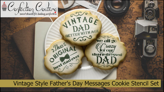 Vintage Style Father's Day Messages 3 Piece Cookie Stencil Set from Confection Couture