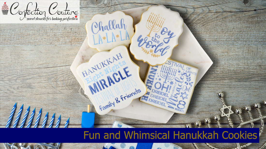 Fun and Whimsical Hanukkah Cookie Stencils from Confection Couture