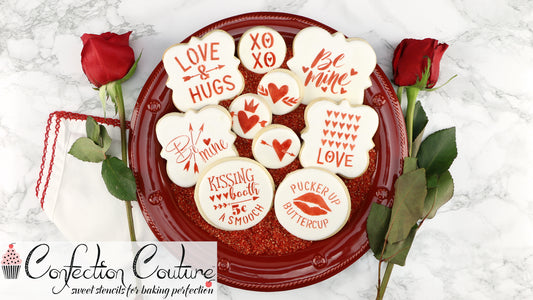 Love and Hugs Valentine Cookie Stenciling