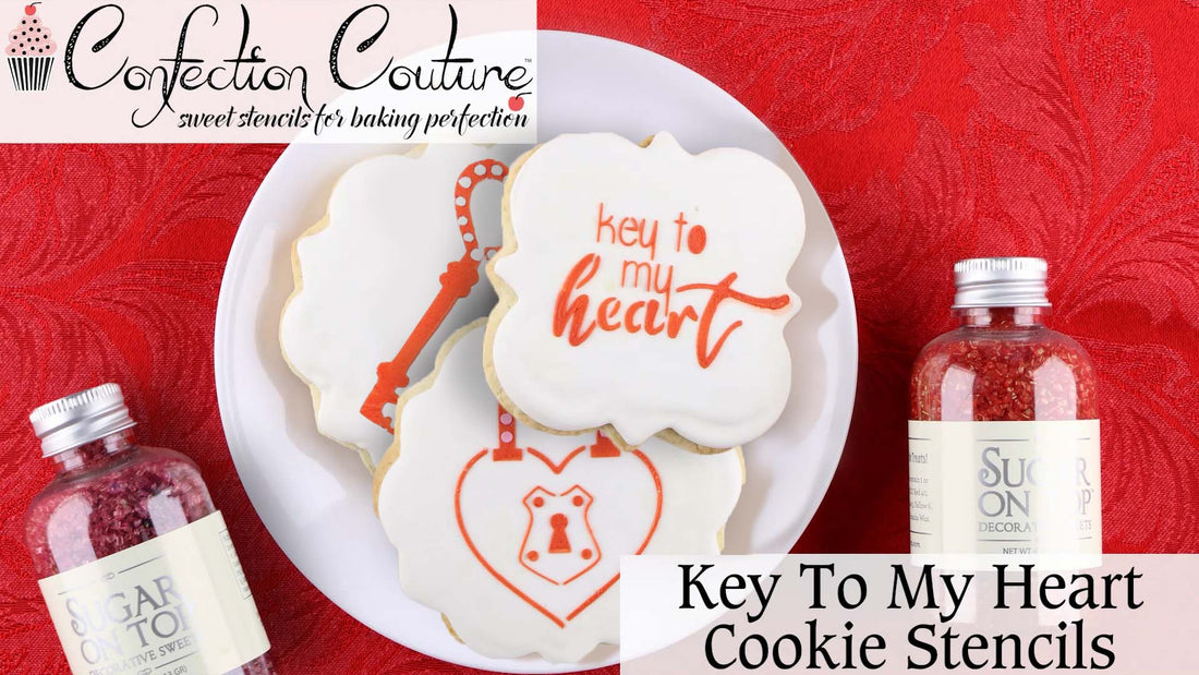 Key To My Heart Valentines Cookie Stencils by Confection Couture
