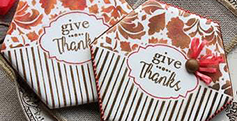 Give Thanks Prettier Plaques Stenciled Cookie