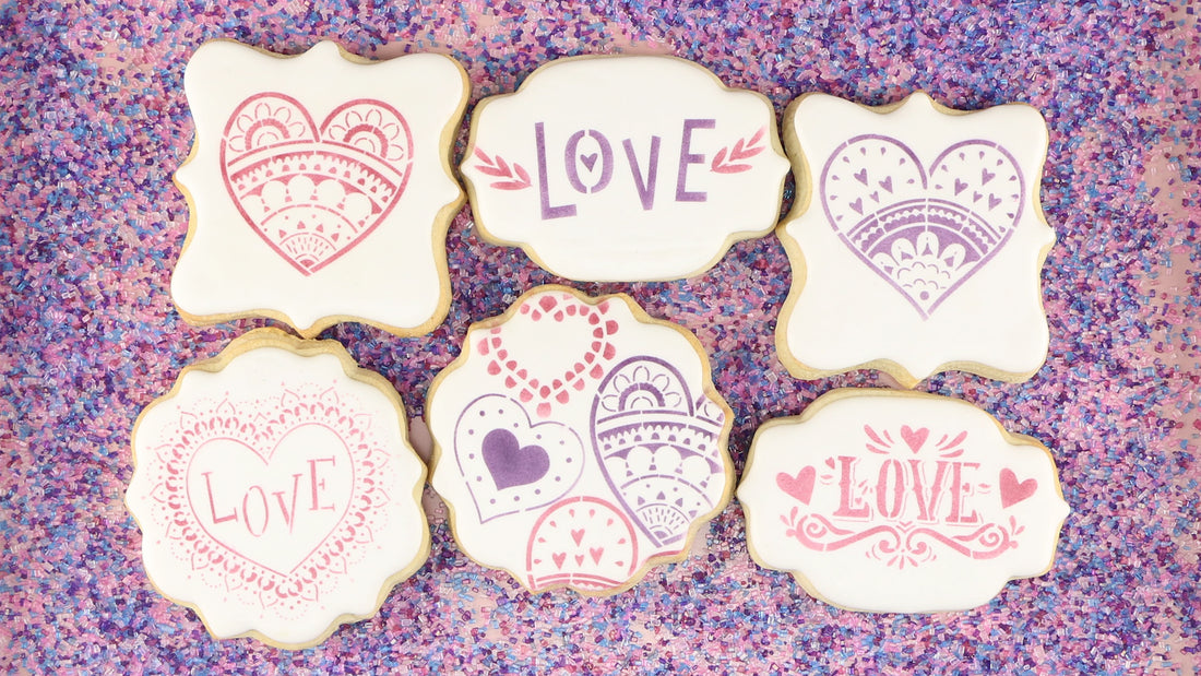 Lovely Hearts Valentine Cookie Stenciling Tutorial