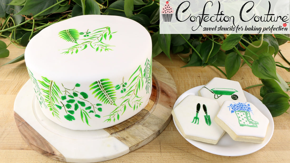 Easily Airbrush a Vintage Botanical Garden Cake and Garden Cookies (Cake Stencils, Cake Stenciling)