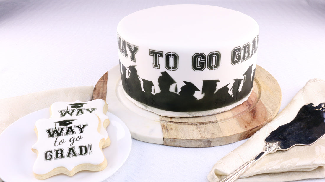 Way to Go Grad Cake Stencils and Cookie Stencils (Cake Stenciling) from Confection Couture
