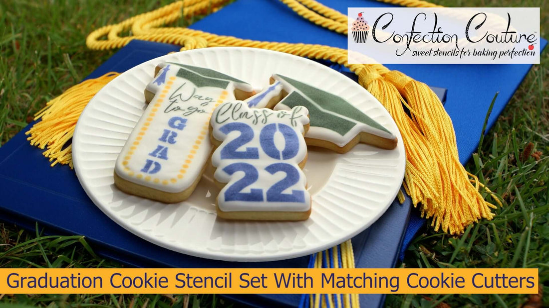 Graduation Cookie Stencils and Matching Cookie Cutters by Confection Couture