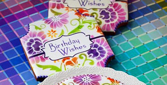 Birthday Wishes Prettier Plaques Stenciled Cookie