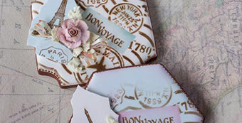 Vintage Bon Voyage Prettier Plaques Stenciled Cookie