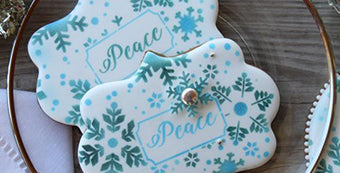 Peace Prettier Plaques Stenciled Cookie (with Merry Variation)