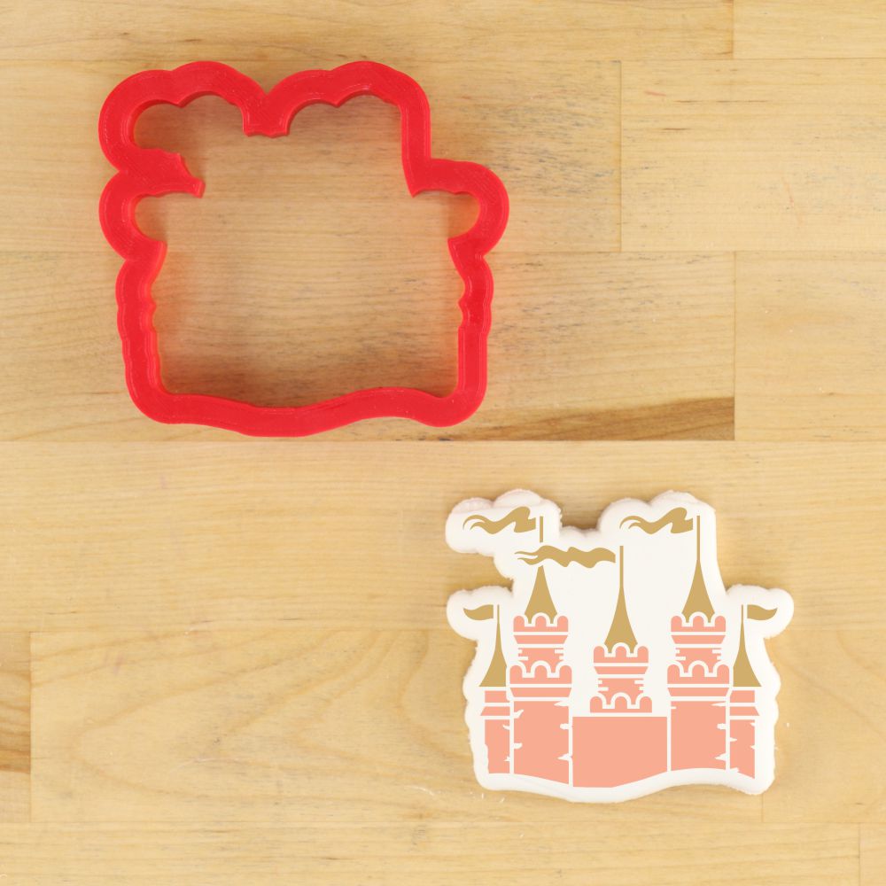 Princess Castle Cookie Stencil with castle cookie cutter