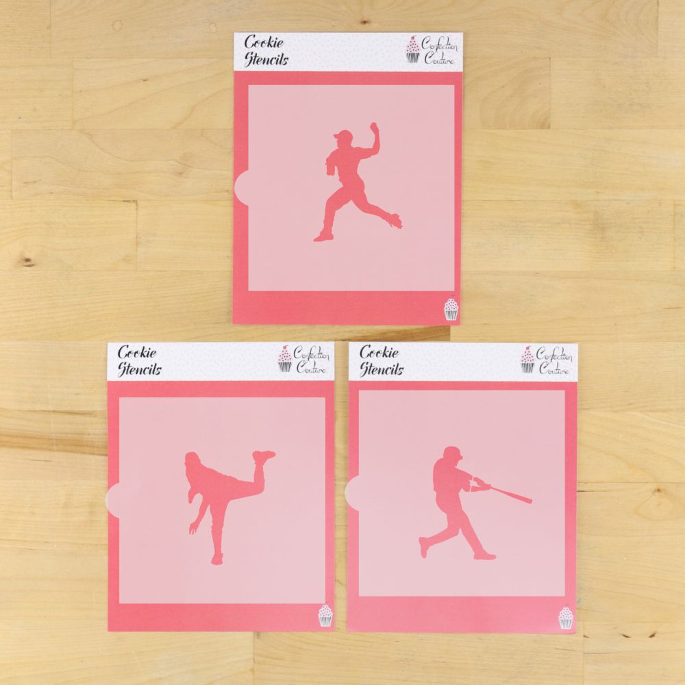 Baseball Players Cookie Stencil | Baseball Cookies – Confection Couture ...
