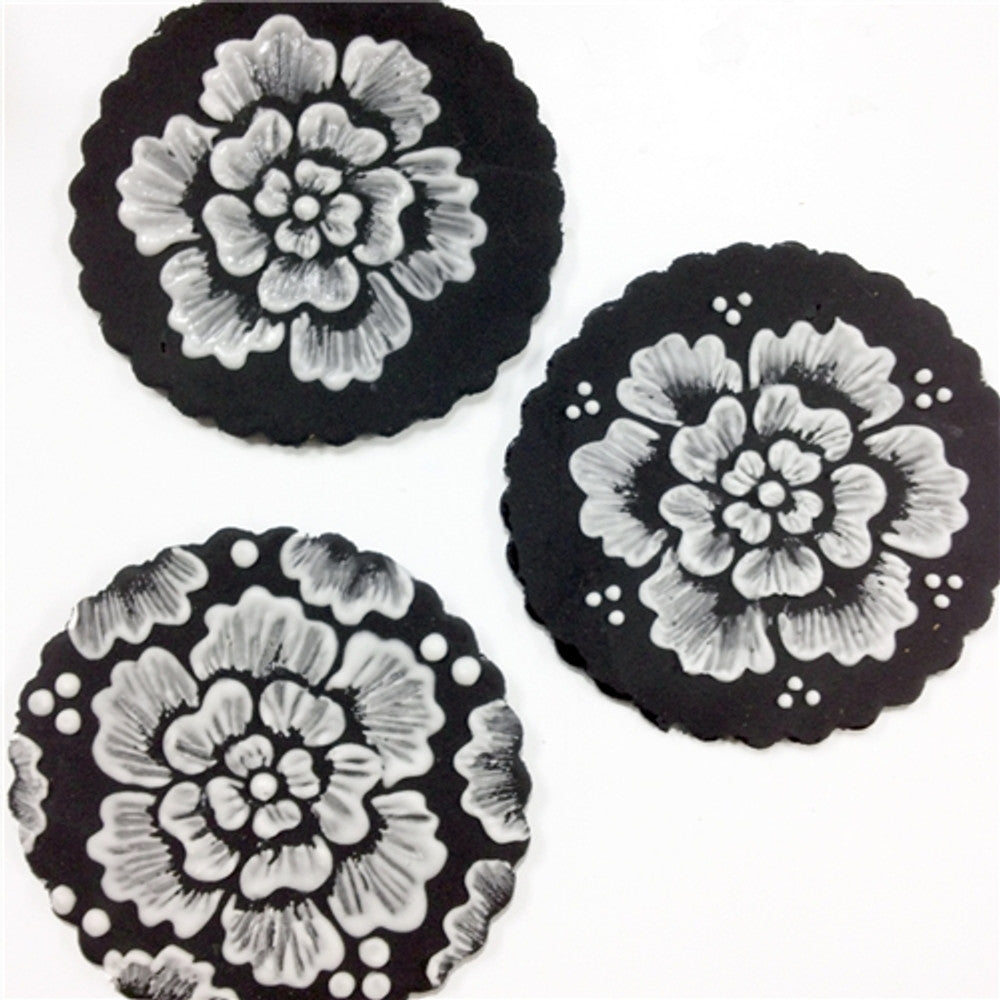 Brush Embroidery Flower Round Cookie Stencil Set by Designer Stencils Cookies