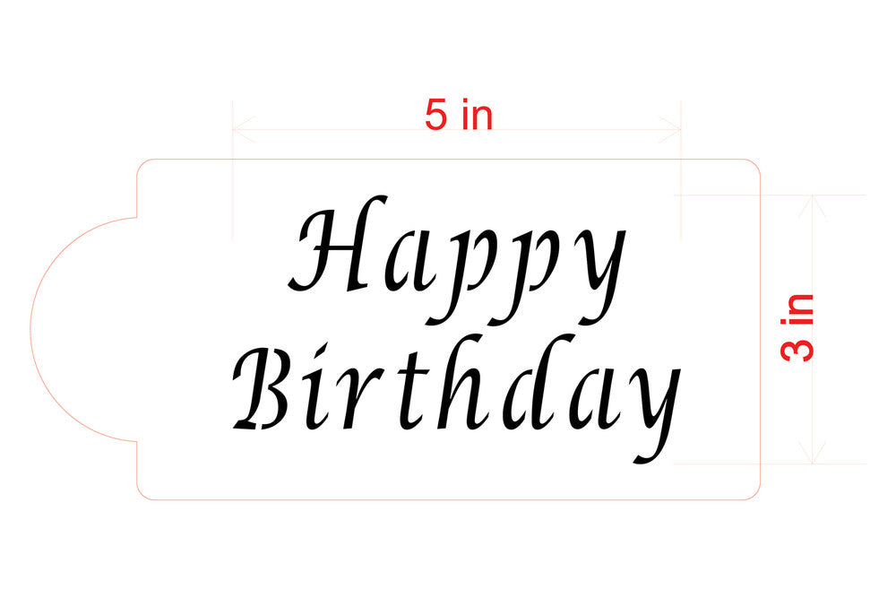 Measurements of Happy Birthday Cake Stencil by Designer Stencils 