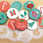 Cookies decorated with holiday cookie and cupcake stencils