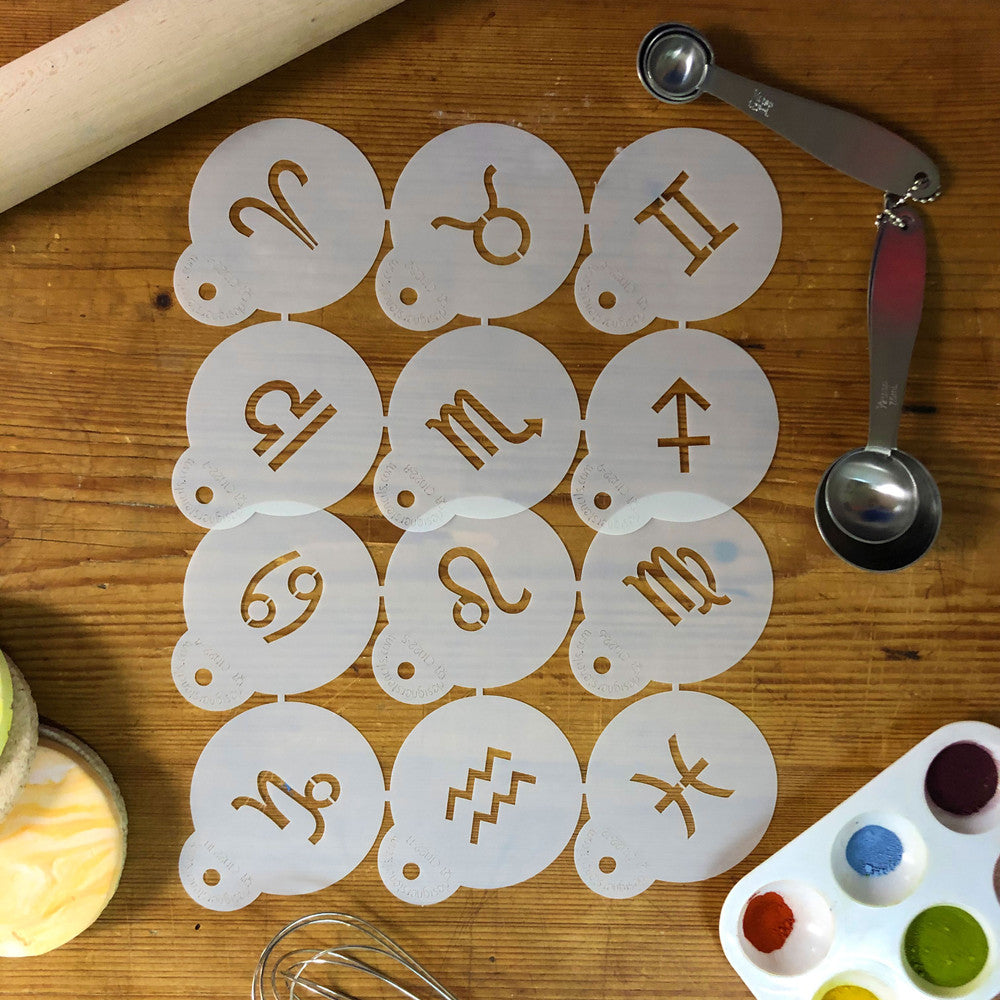 Astrological Zodiac Signs Round Cookie Stencil Set by Designer Stencils