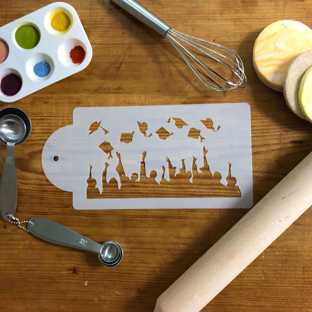Graduation Silhouette Stencil For Decorating Cakes Confection Couture
