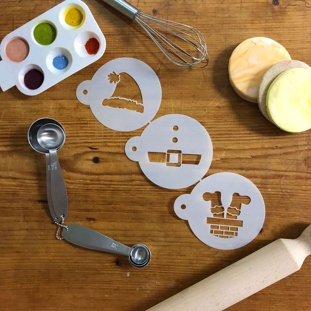 Santa Round Stencil for Cookies by Designer Stencils Confection Couture Stencils