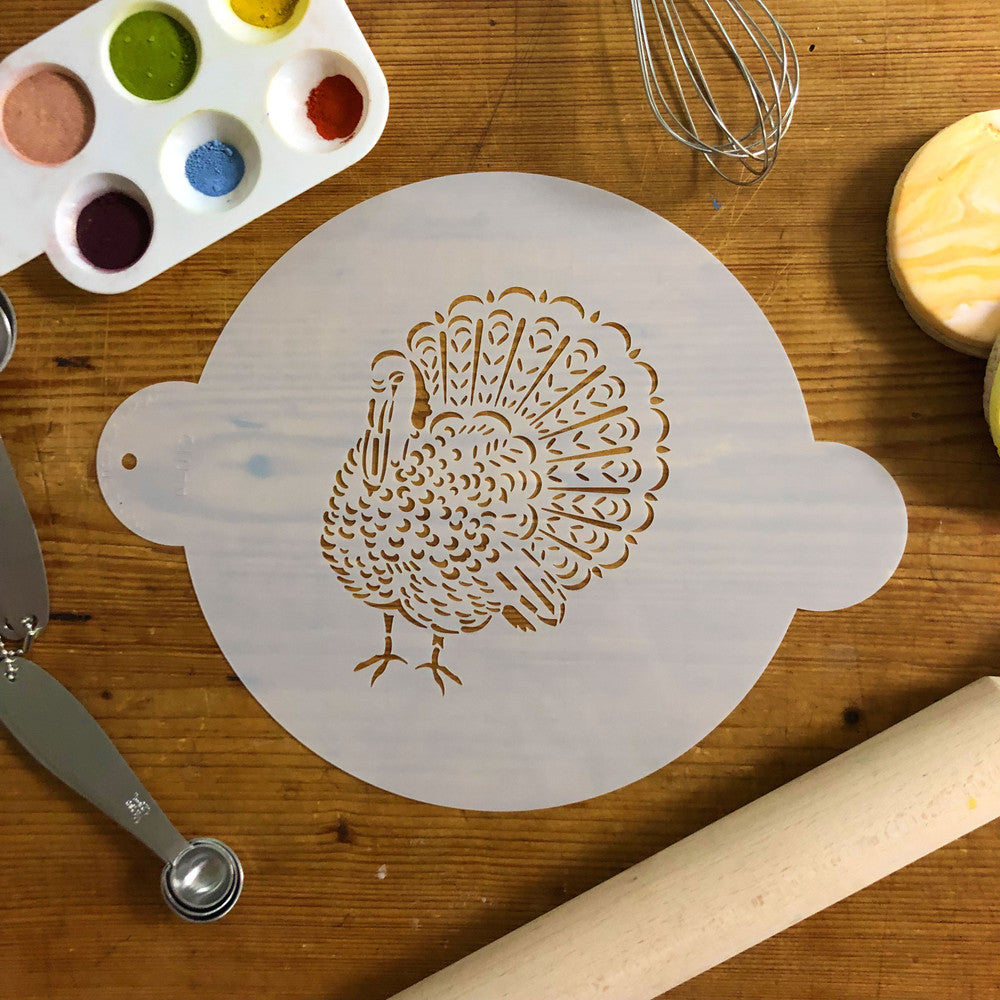 Feathered Turkey Cake Stencil Top by Designer Stencils