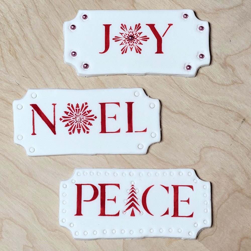 Joy Noel Peace Horizontal Cookie Stencil Set by Designer Stencils Cookies
