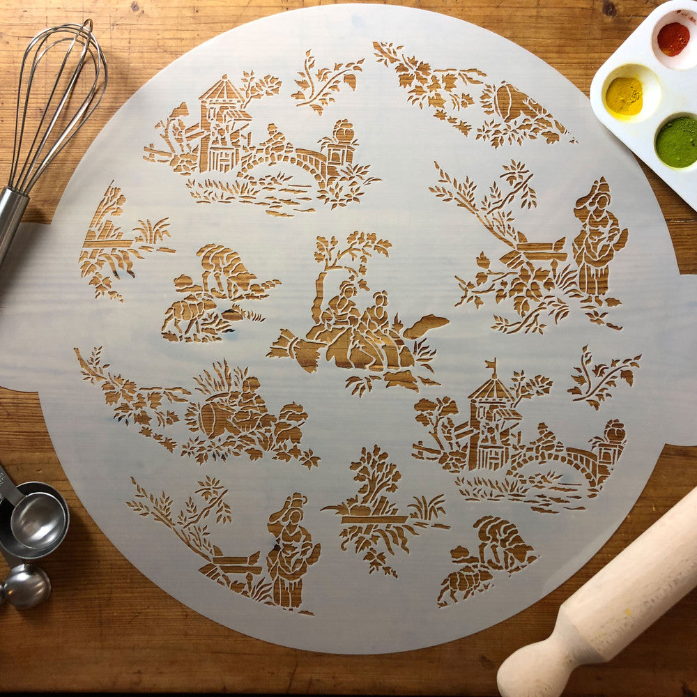 French Toile Stencil Top for Cake Decorating - Confection Couture Stencils