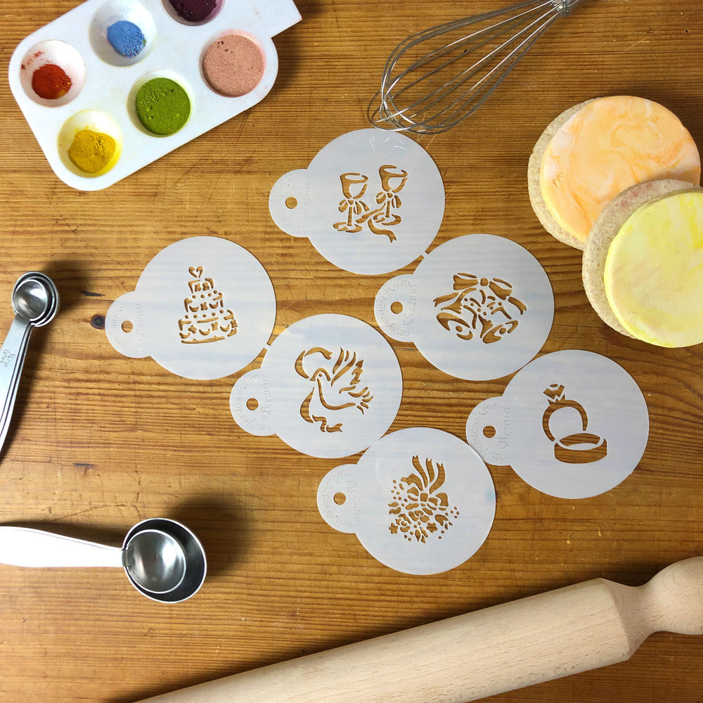 Wedding Cookie Stencil Rounds by Designer Stencils Confection Couture Stencils
