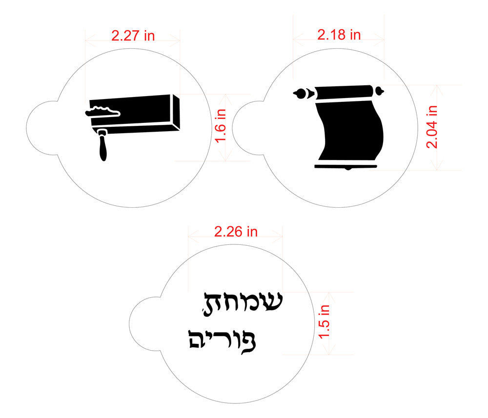 Purim Symbols Round Cookie Stencil Set by Designer Stencils