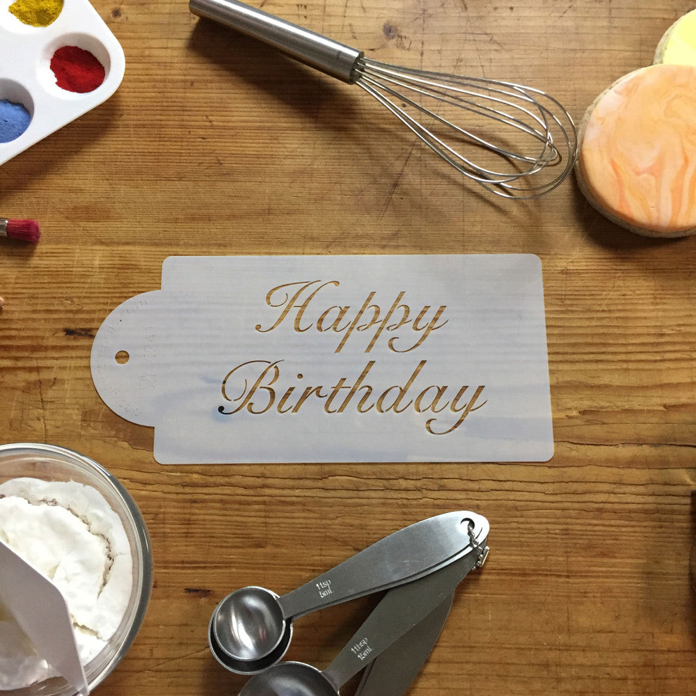 Fancy Happy Birthday Cake Stencil