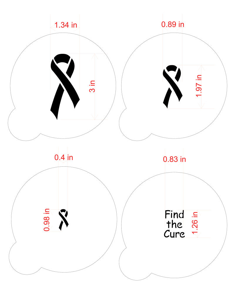 Find the Cure Round Cookie Stencil Set by Designer Stencils sizing