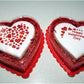 Holiday Corners Cake Stencil Side by Designer Stencils on a heart shaped cakes