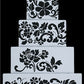 Wedding cake decorated with Floral Explosion Cake Side Stencil 4 PC Set by Designer Stencils