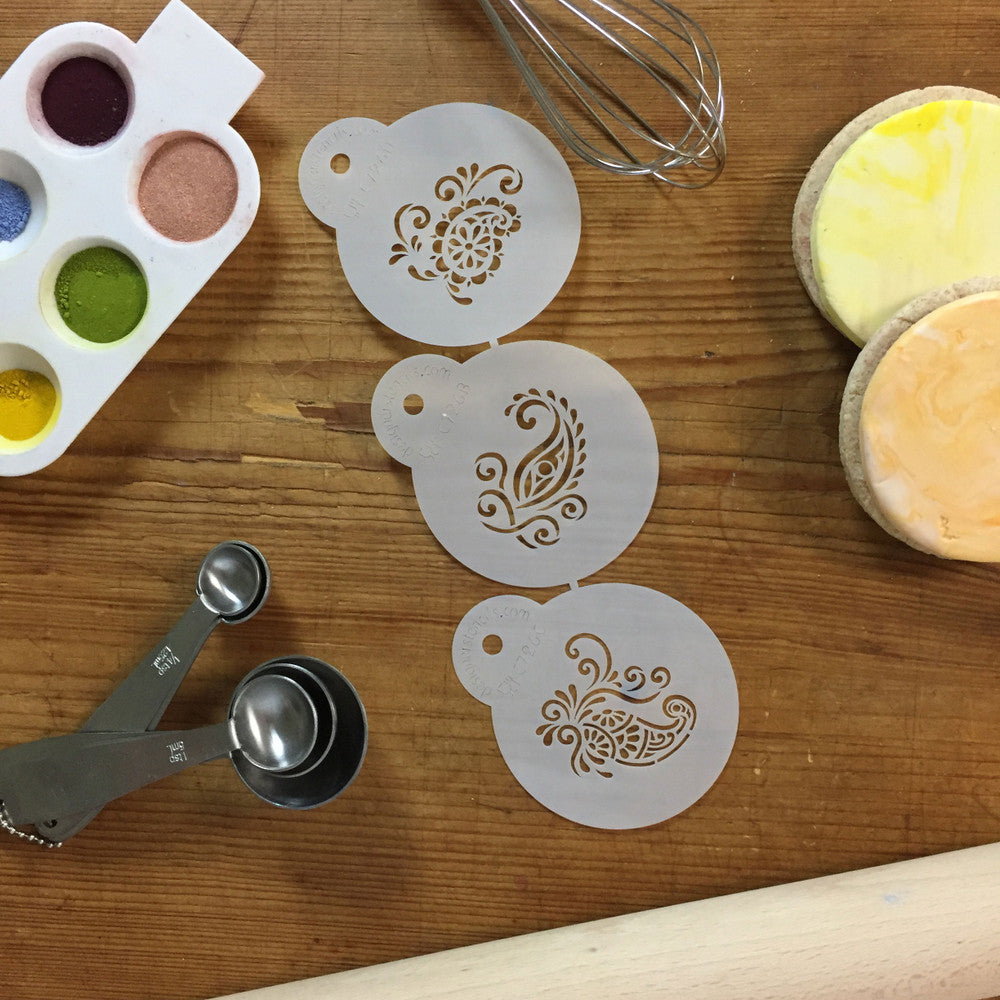 Silk Paisley Round Cookie Stencil Sets by Designer Stencils