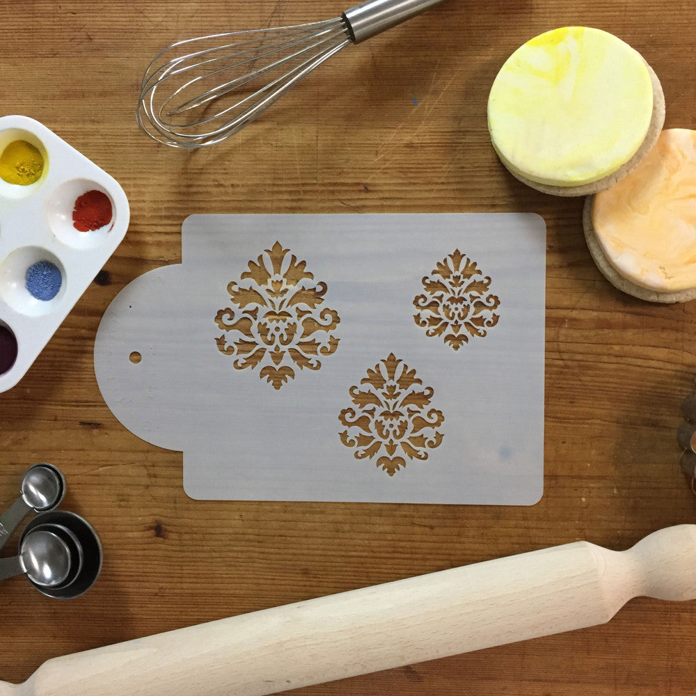 Royal Damask Stencil Trio for Wedding Cakes and Cookies - Confection ...