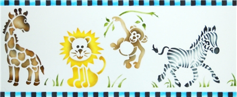 Jungle Animals Cake Stencil Side by Designer Stencils Fondant