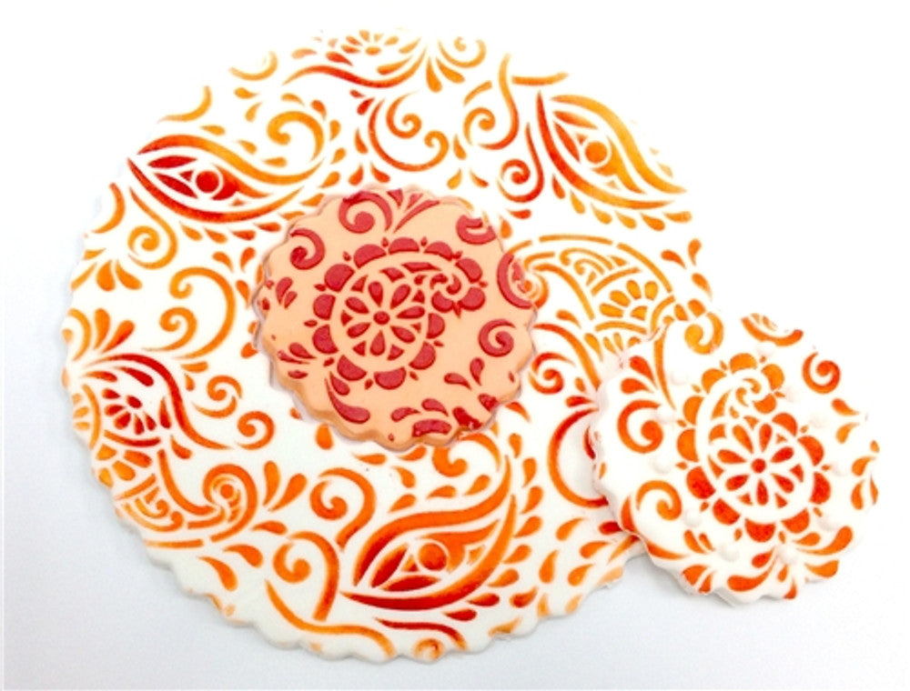 Paisley Henna Cake and Cookie Stencil by Designer Stencils