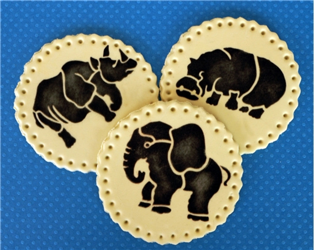 Safari Animals Round Cookie Stencil Set by Designer Stencils Cookies