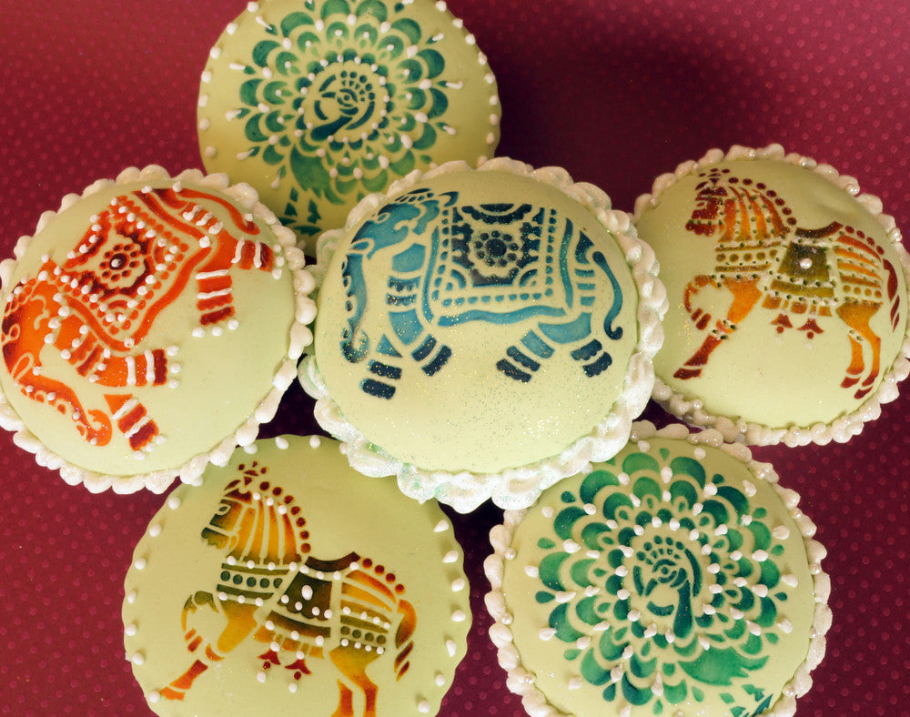 Indian Animals Round Cookie Stencil Set by Designer Stencils Cupcakes