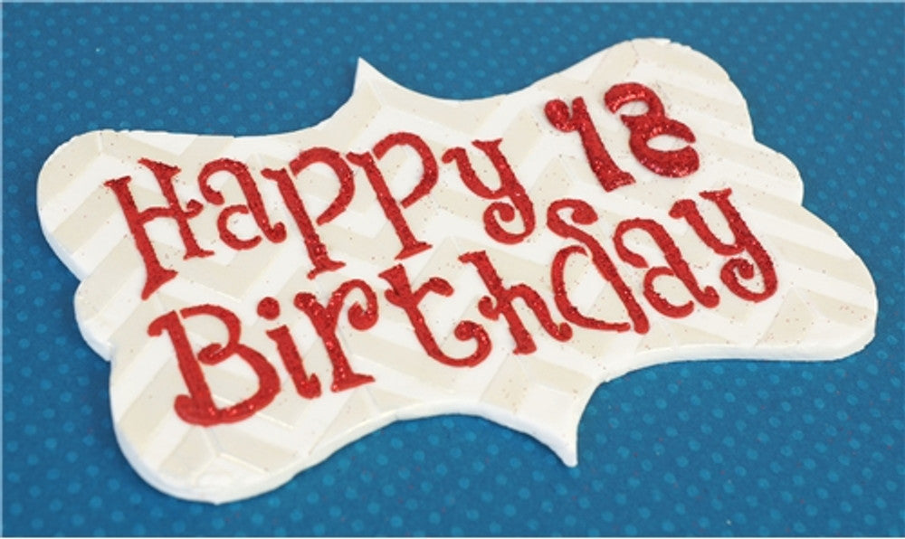 Happy Anniversary Plaque Cake Stencil by Designer Stencils Finished Fondant