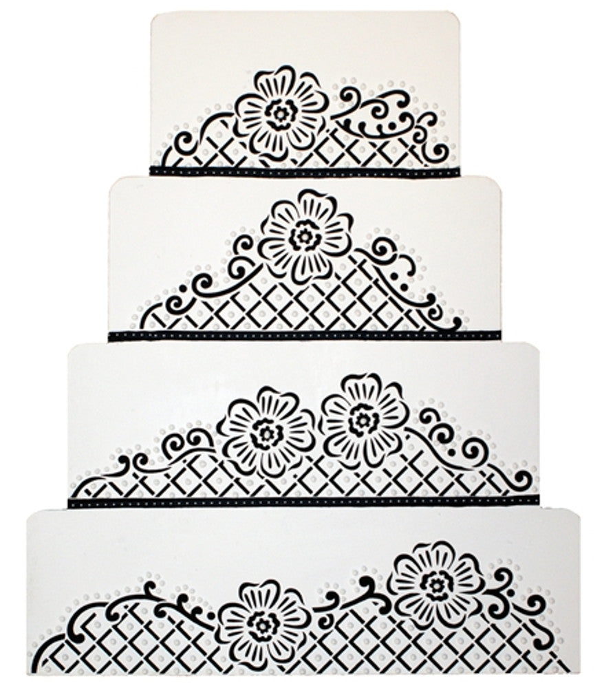 Floral Lace Netting Cake Stencil Side by Designer Stencils Cake